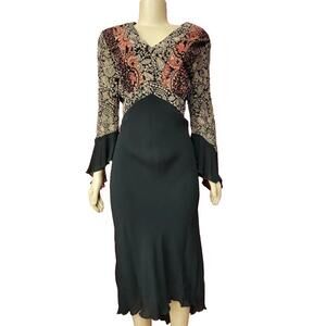 CAROL ANDERSON California Vtg 80’s Black Womens Paisley Dress 12 #C3